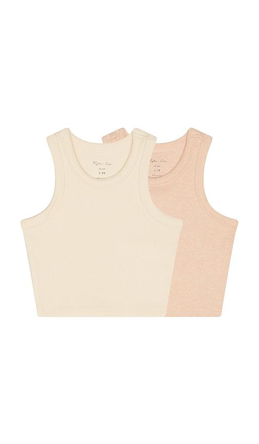 Rylee + Cru Ribbed Tank Set in Beige,Blush by RYLEE + CRU