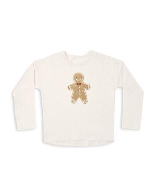 Unisex Long Sleeved Cotton Gingerbread Man Tee - Little Kid by RYLEE + CRU