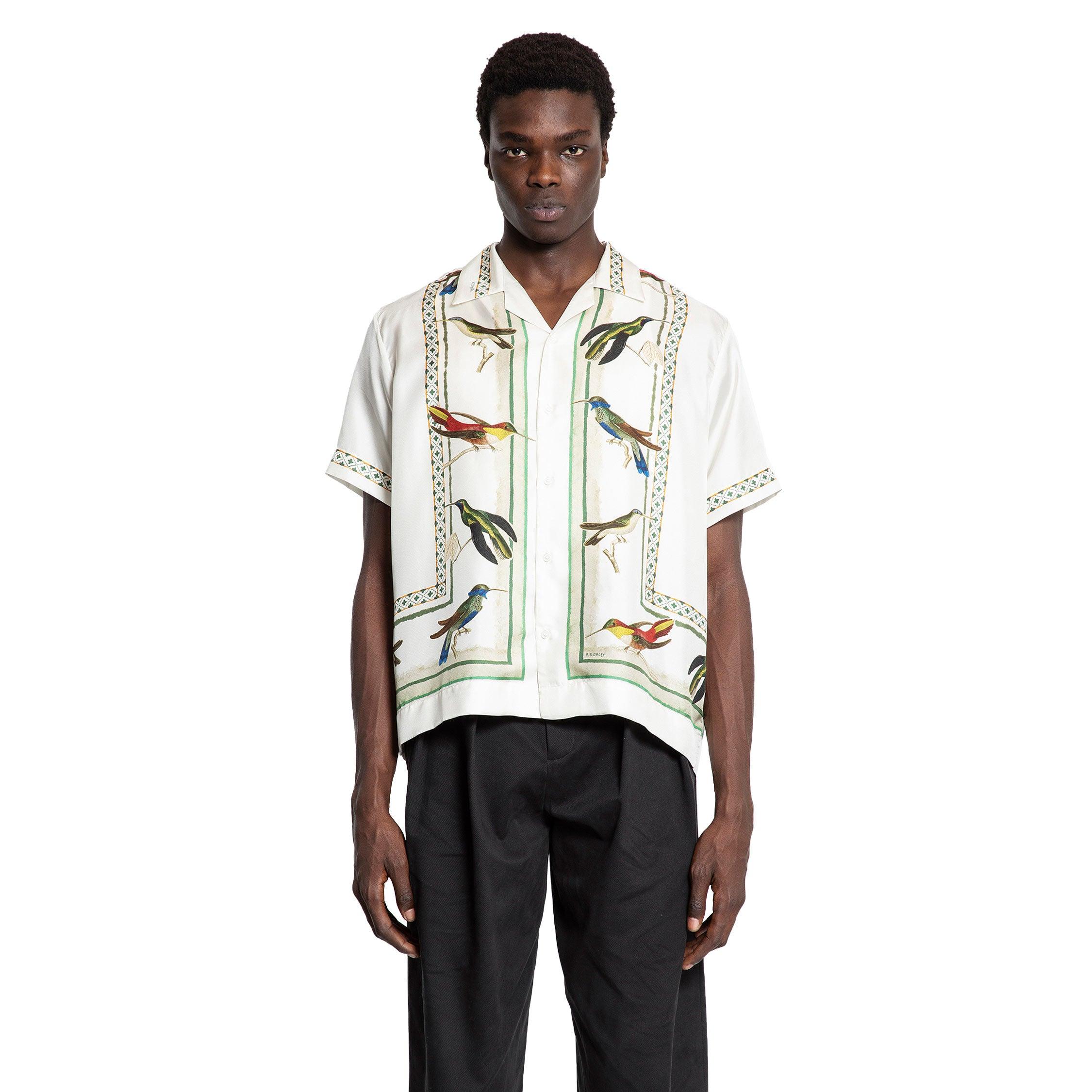 Bird Print Silk Twill Shirt by S.S.DALEY