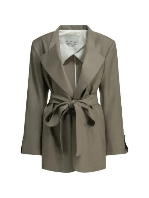 belted double-breasted coat by SA SU PHI