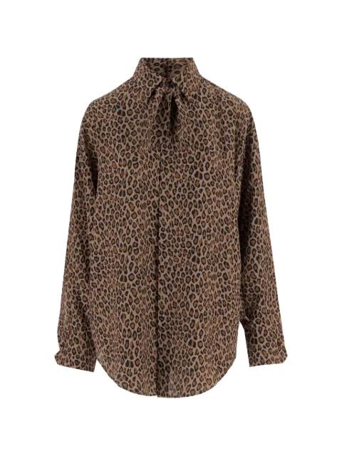 bow-detail animal-print shirt by SA SU PHI