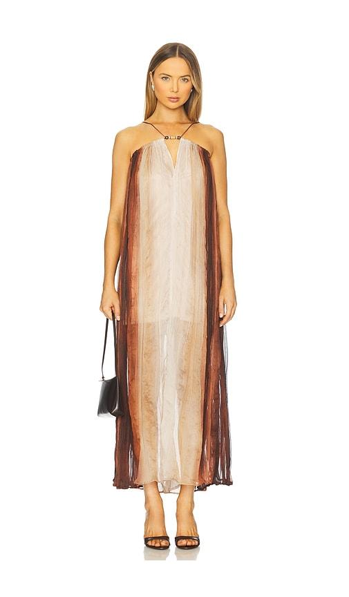 Sabina Musayev Nella Dress in Cream,Brown by SABINA MUSAYEV