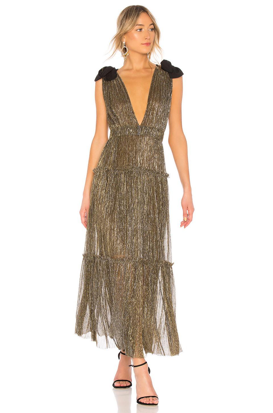 Sabina Musayev Ray Dress in Metallic Gold by SABINA MUSAYEV