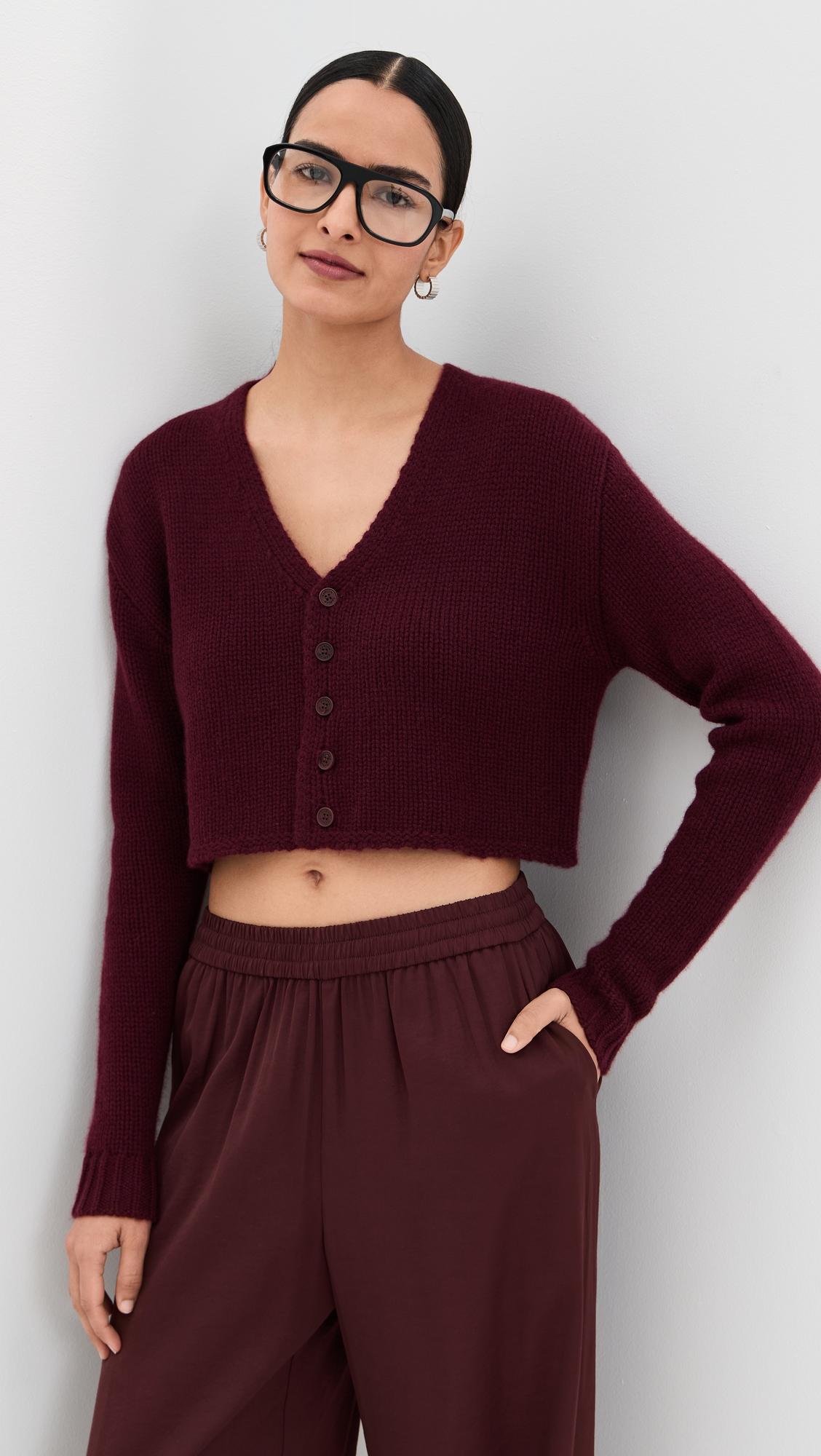 Bianco Cropped V Neck Cashmere Cardigan by SABLYN