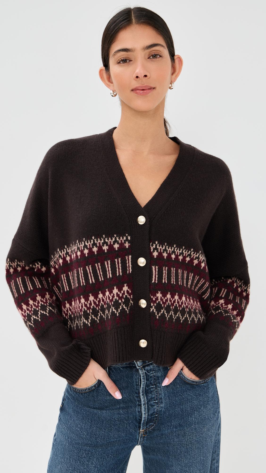 Elliot Boxy Cropped Fair Isle Cashmere Cardigan by SABLYN