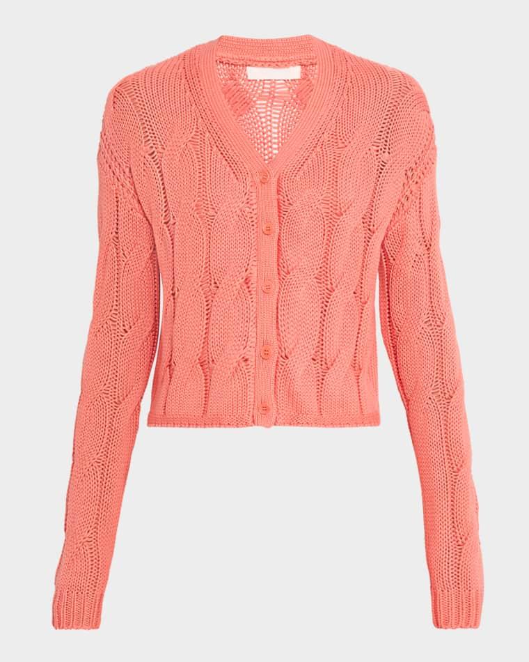 Jolie Cropped Cable-Knit Cashmere Cardigan by SABLYN