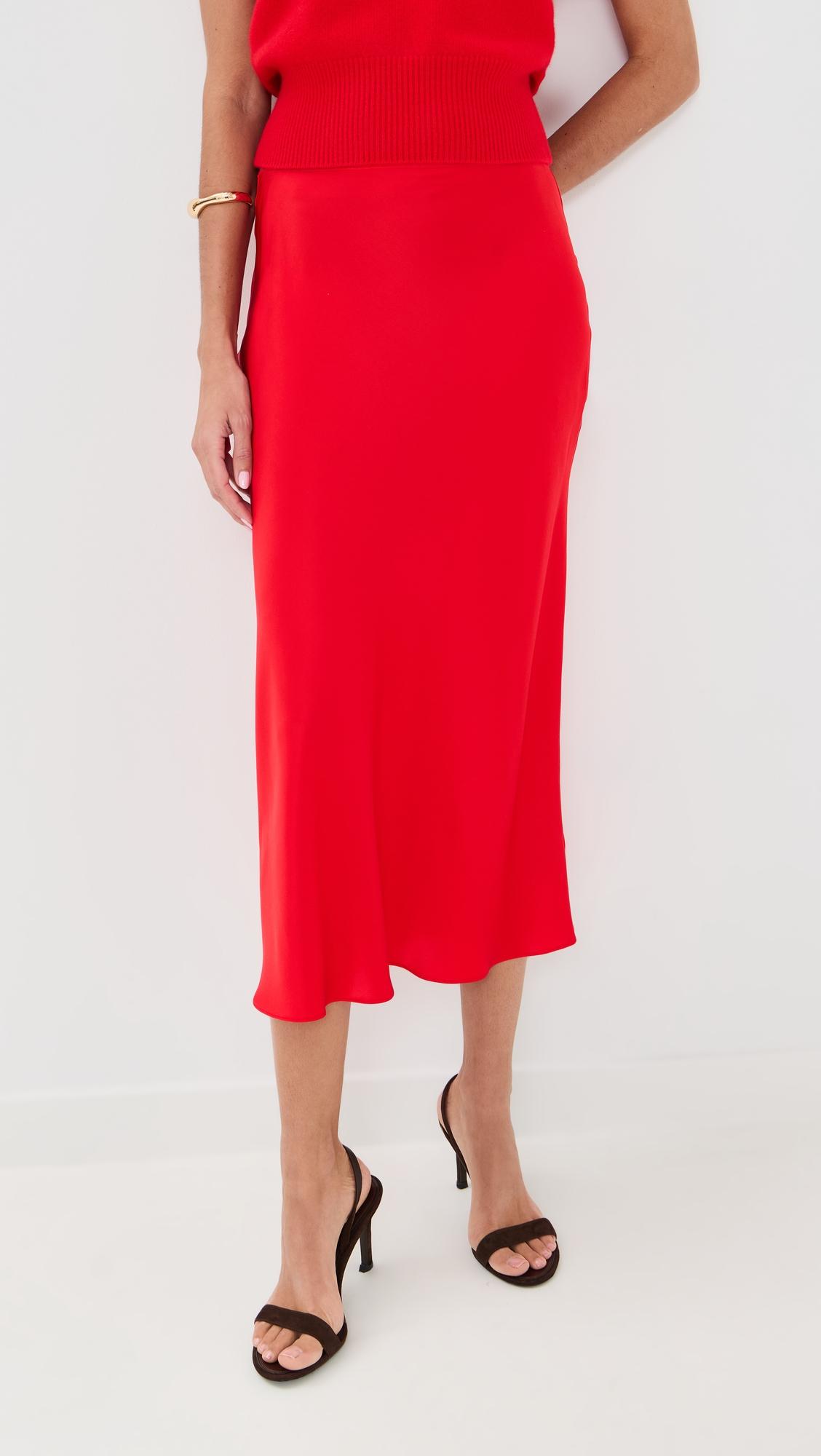 Miranda Scallop Trim Silk Skirt by SABLYN