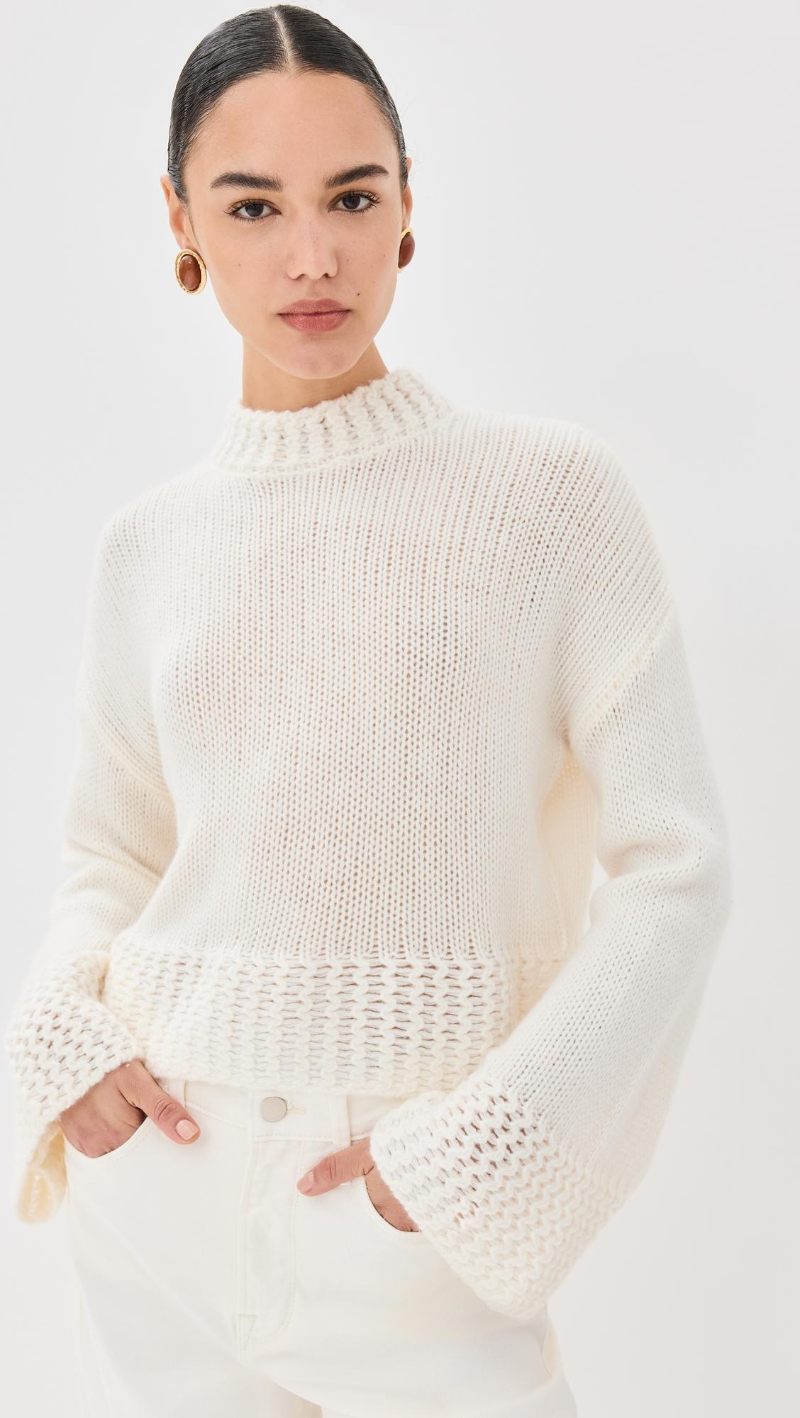 Phoenix Bell Sleeve Cashmere Crewneck Pullover by SABLYN