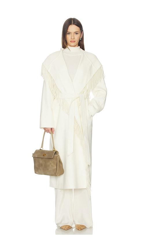 SABLYN Charli Hooded Coat With Fringe in Ivory by SABLYN