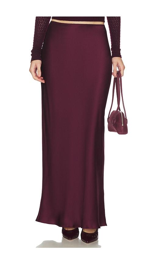 SABLYN Grace Bias Cut Maxi Pull On Skirt in Burgundy by SABLYN