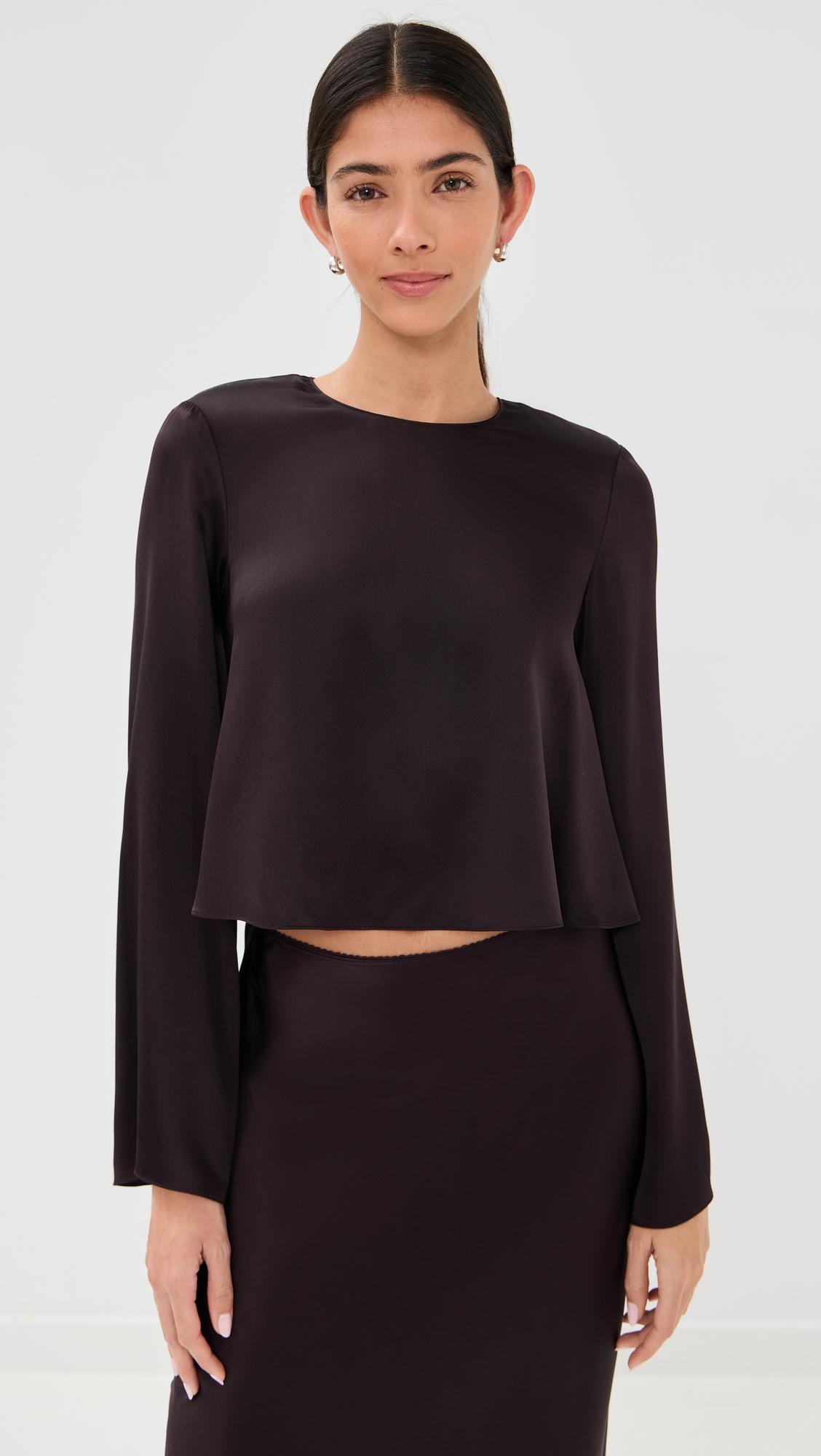 Sonya Flowy Silk Top with Shoulder Pads by SABLYN