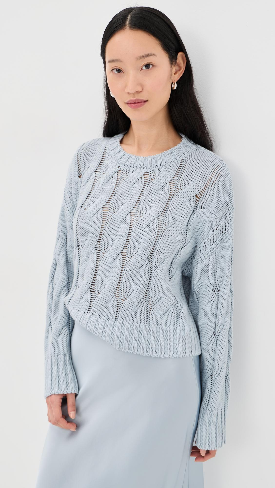 Tristan D Crewneck Cable Pullover by SABLYN