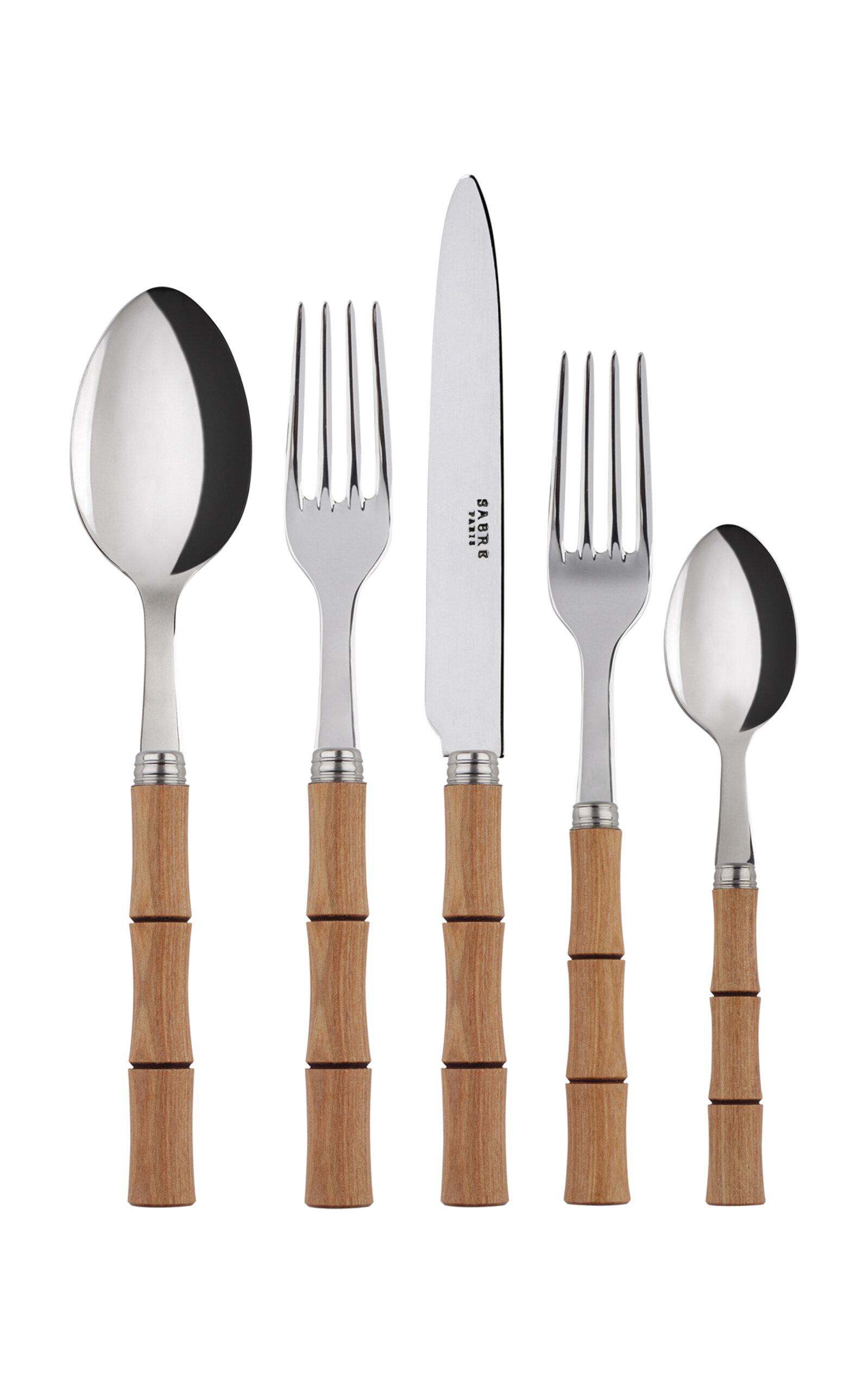 Sabre - Bamboo Five-Piece Silverware Set - Brown - Moda Operandi by SABRE