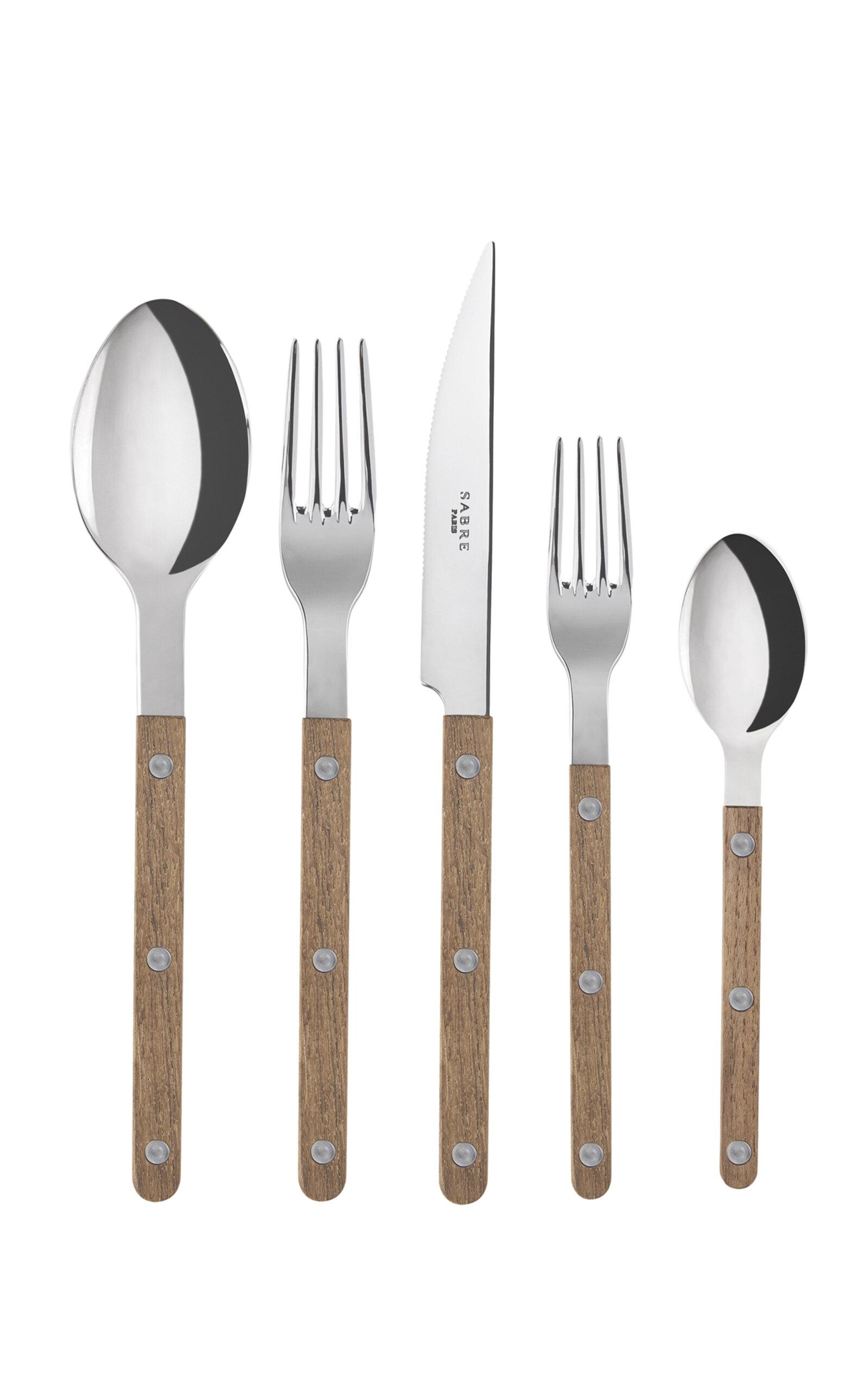 Sabre - Bistrot Five-Piece Silverware Set - Brown - Moda Operandi by SABRE
