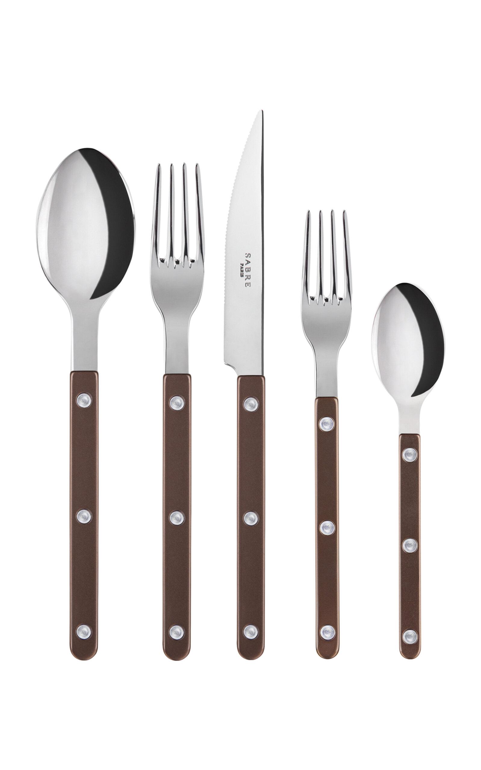 Sabre - Bistrot Five-Piece Silverware Set - Brown - Moda Operandi by SABRE