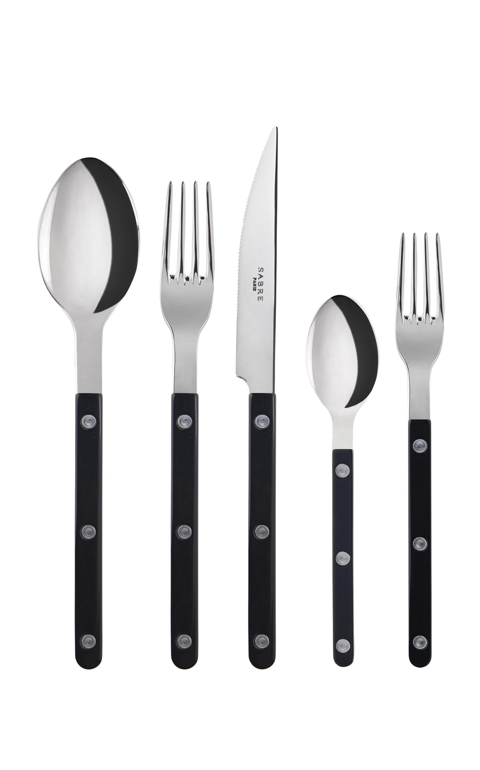 Sabre - Bistrot Solid Five-Piece Silverware Set - Black - Moda Operandi by SABRE