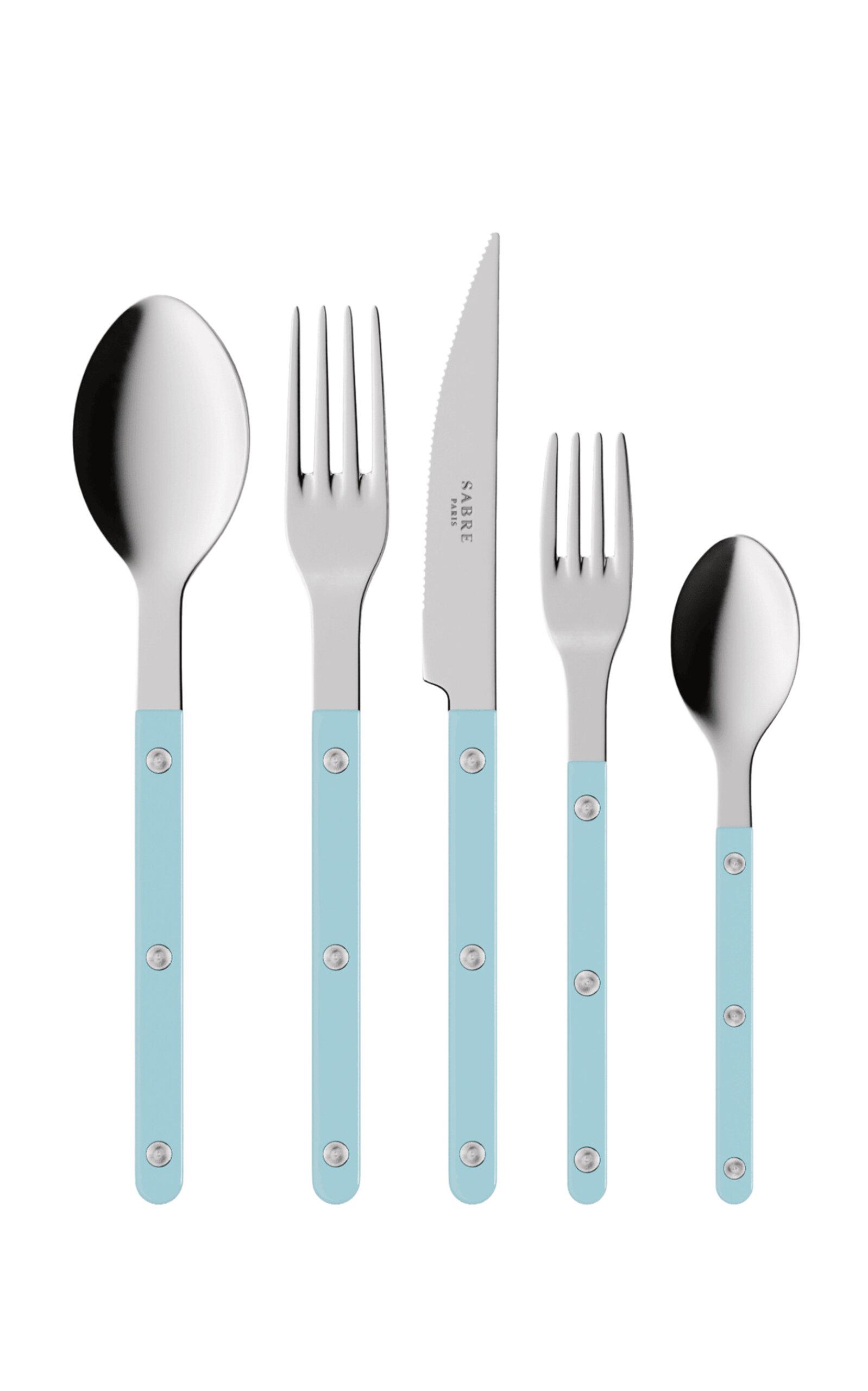 Sabre - Bistrot Solid Five-Piece Silverware Set - Blue - Moda Operandi by SABRE