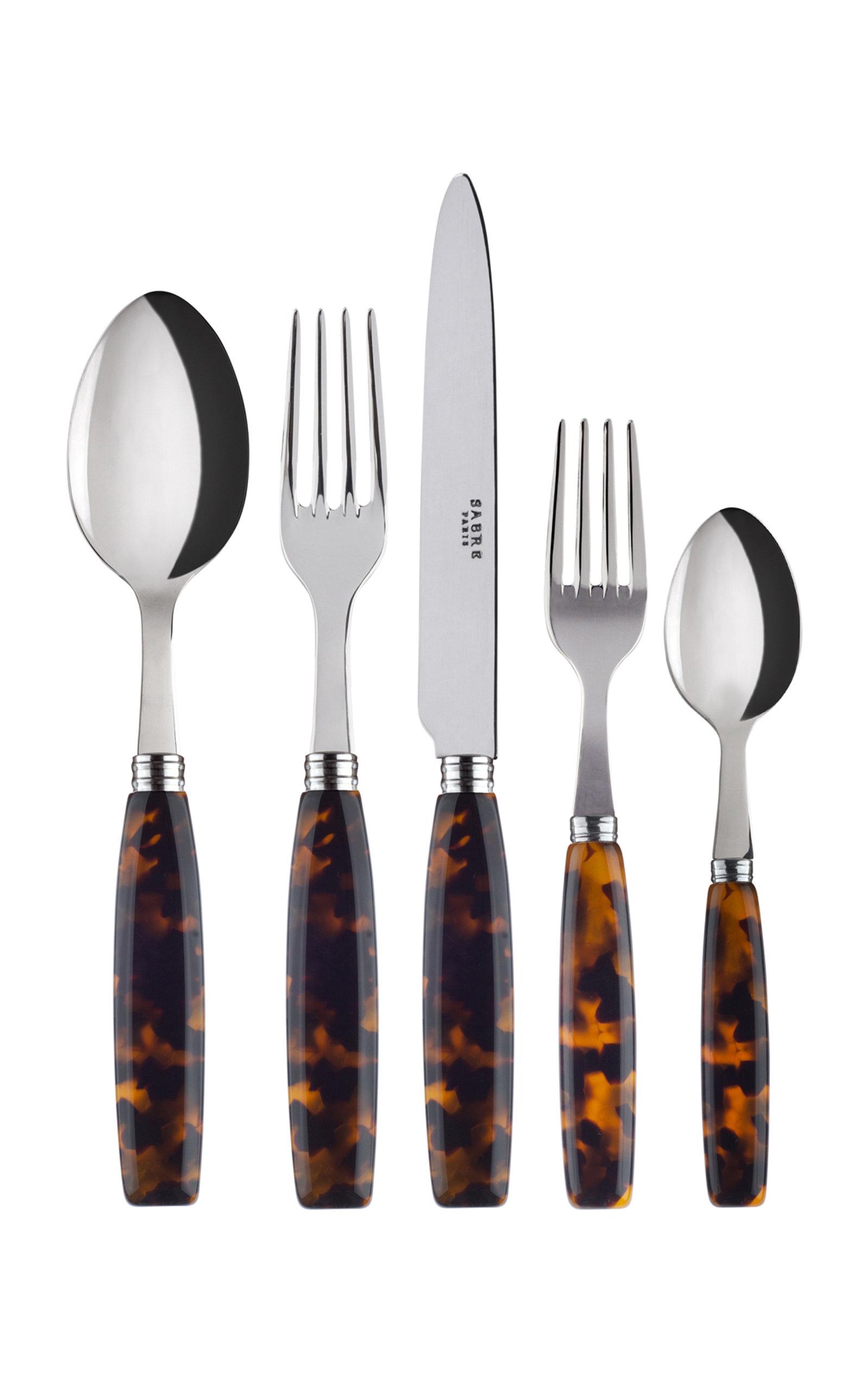 Sabre - Djembe Tortoiseshell Five-Piece Silverware Set - Brown - Moda Operandi by SABRE