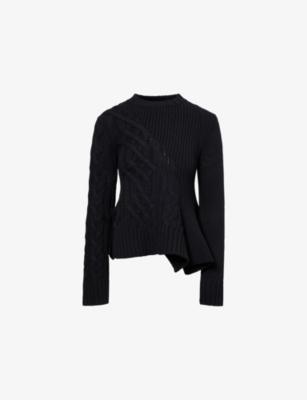 Asymmetric Round-Neck Wool-Blend Jumper by SACAI