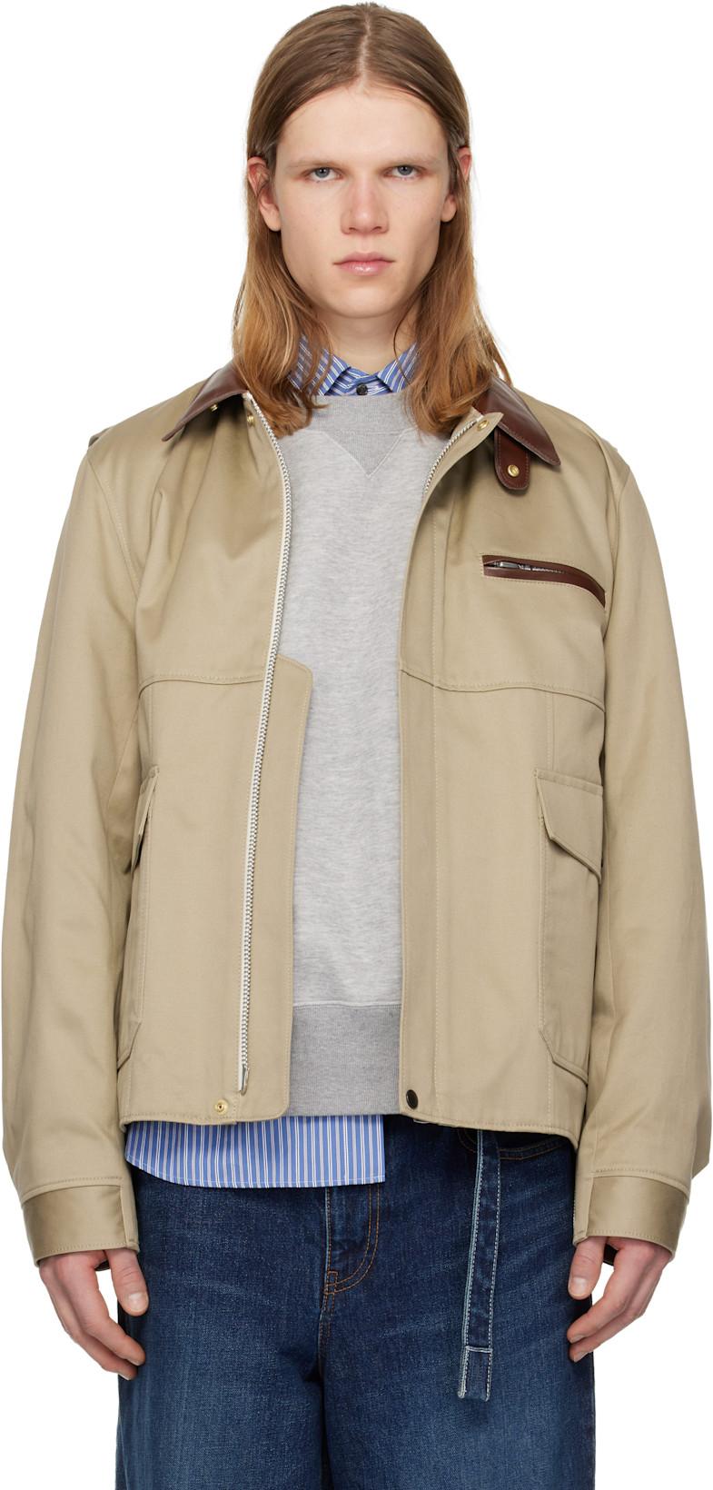 Beige Cotton Chino Jacket by SACAI