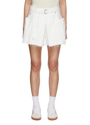 Belted Denim Shorts by SACAI