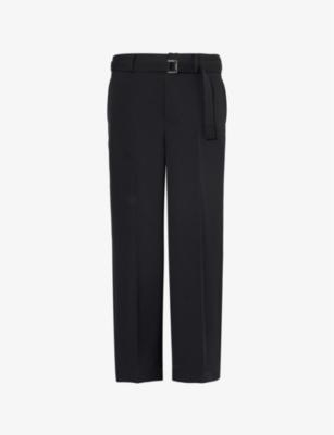Belted Two-Slip-Pockets Wide-Leg Relaxed-Fit Woven Trousers by SACAI Belted Two-Slip-Pockets Wide-Leg Relaxed-Fit Woven Trousers by SACAI
