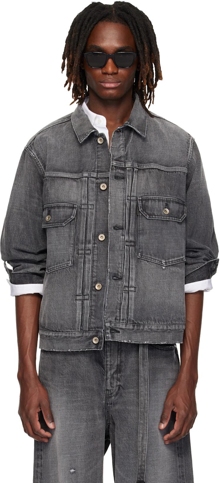 Black BEYONDEXX Denim Jacket by SACAI