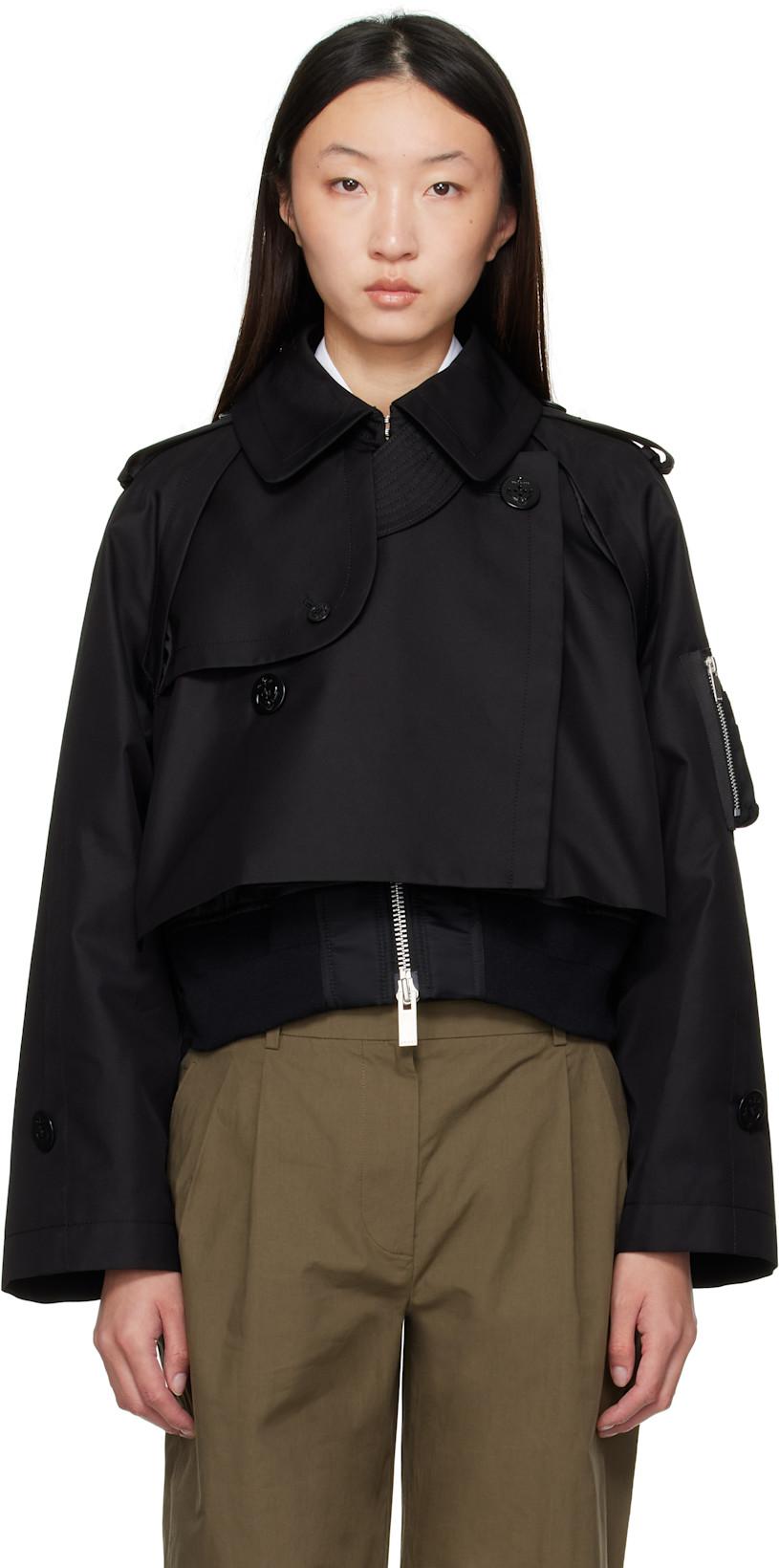 Black Cotton Gabardine x Nylon Twill Jacket by SACAI