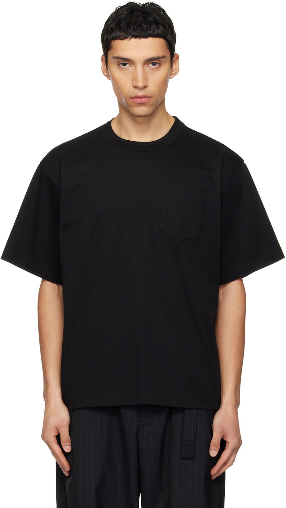Black Cotton Jersey T-shirt by SACAI