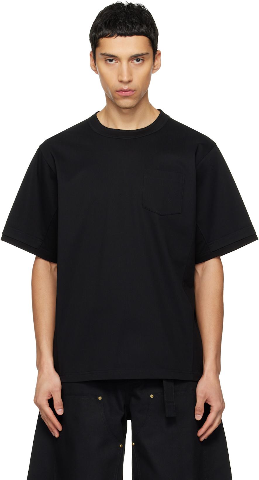 Black Cotton Jersey T-shirt by SACAI