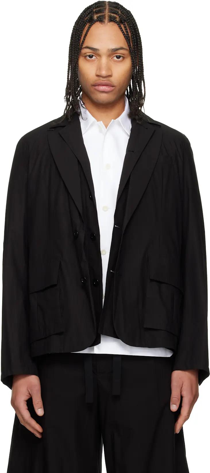 Black Cotton Typewriter Blazer by SACAI