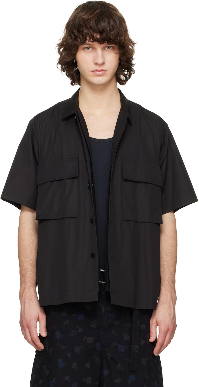 Black Poplin Shirt by SACAI