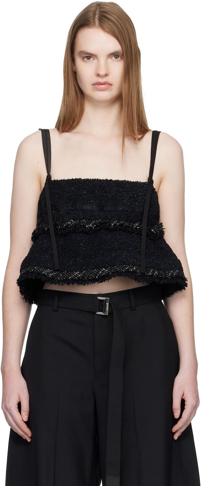 Black Tweed Camisole by SACAI