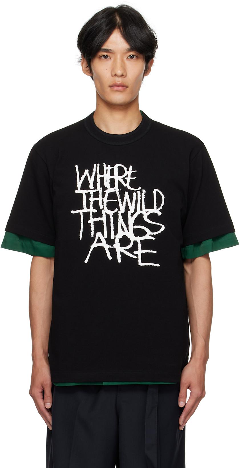 Black 'Where The Wild Things Are' T-shirt by SACAI Black 'Where The Wild Things Are' T-shirt by SACAI