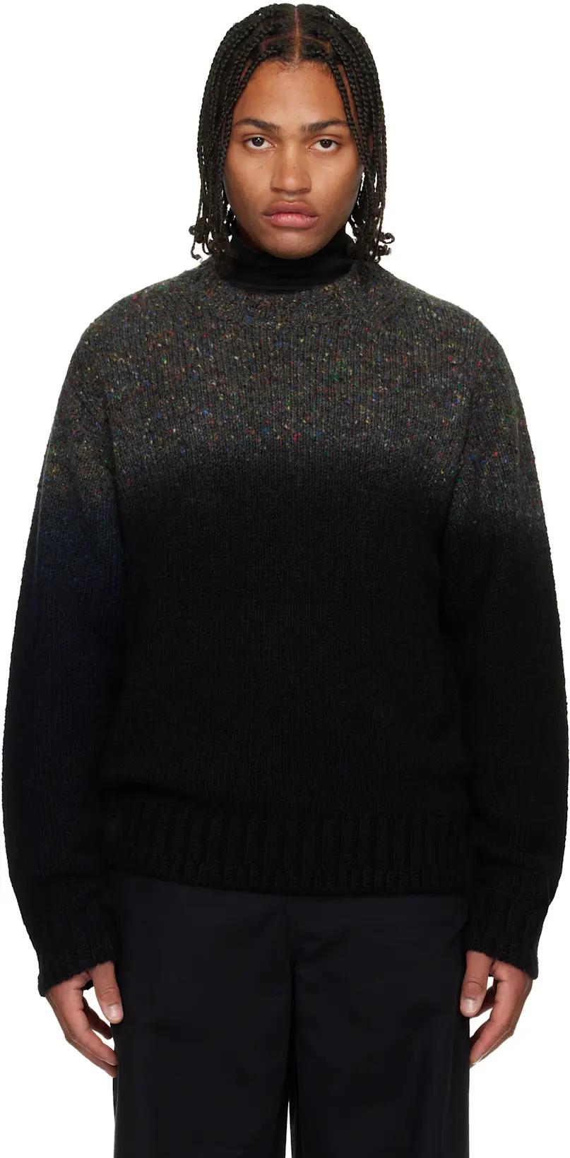 Black & Gray Garment Dye Wool Knit Sweater by SACAI
