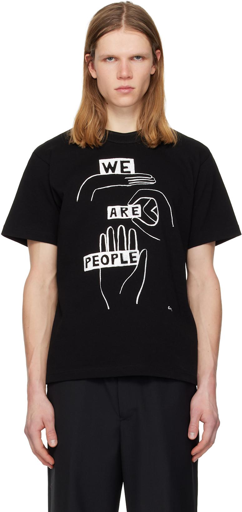 Black 'geoff sacai' Print T-shirt by SACAI