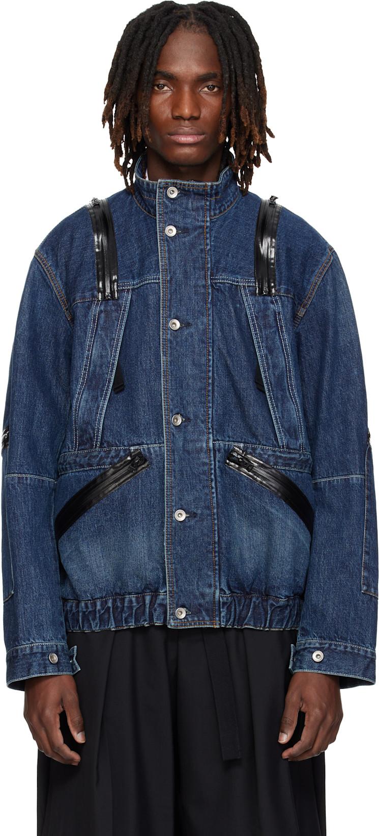 Blue Blouson Denim Jacket by SACAI