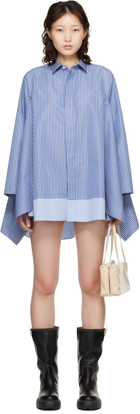 Blue Poplin Shirt Minidress by SACAI