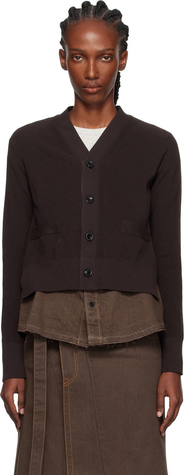 Brown Denim x Knit Cardigan by SACAI