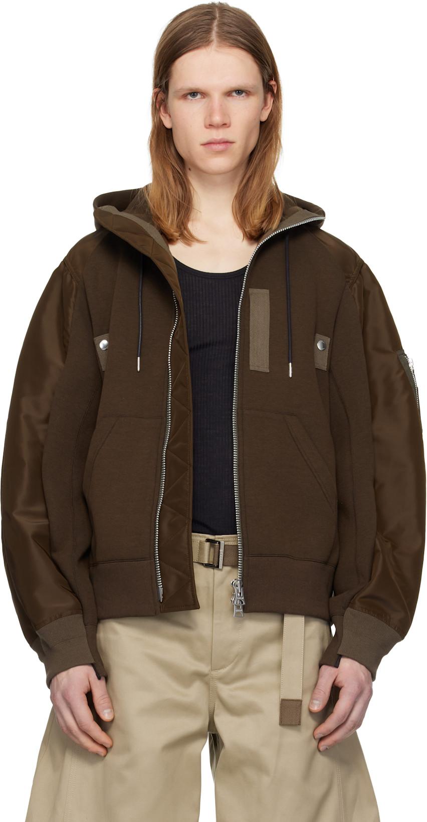 Brown Sponge Sweat Hoodie by SACAI