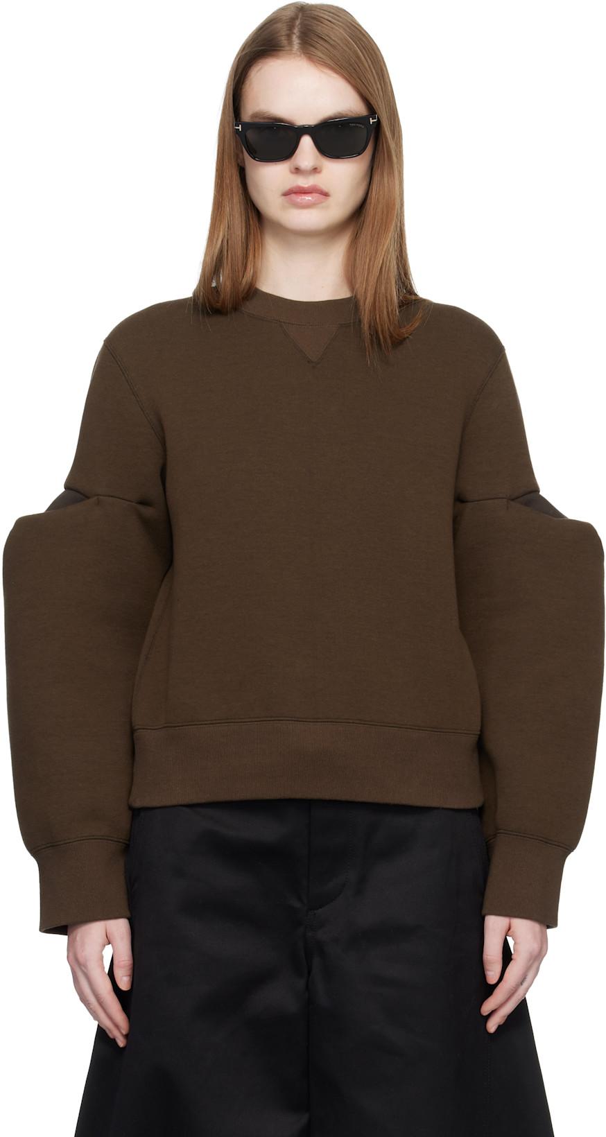 Brown Sponge Sweat Pullover Sweatshirt by SACAI