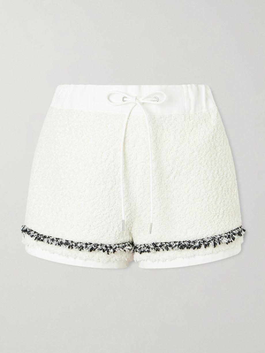 Canvas-trimmed bouclé-tweed shorts by SACAI