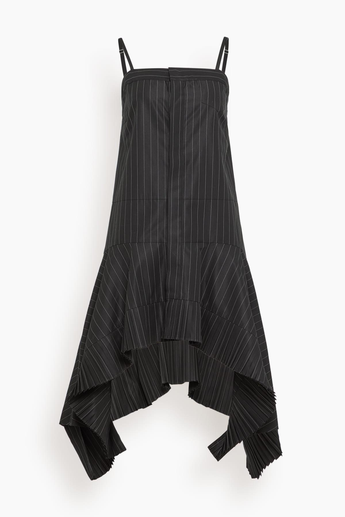 Chalk Stripe Dress in Black by SACAI