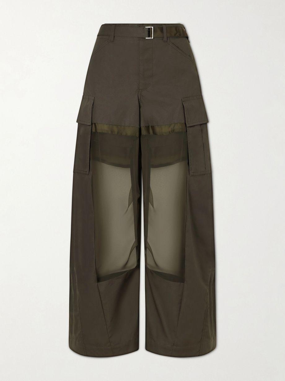 Chiffon and cotton wide-leg pants by SACAI