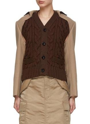 Convertible Wool Jacket x Knit Cardigan by SACAI