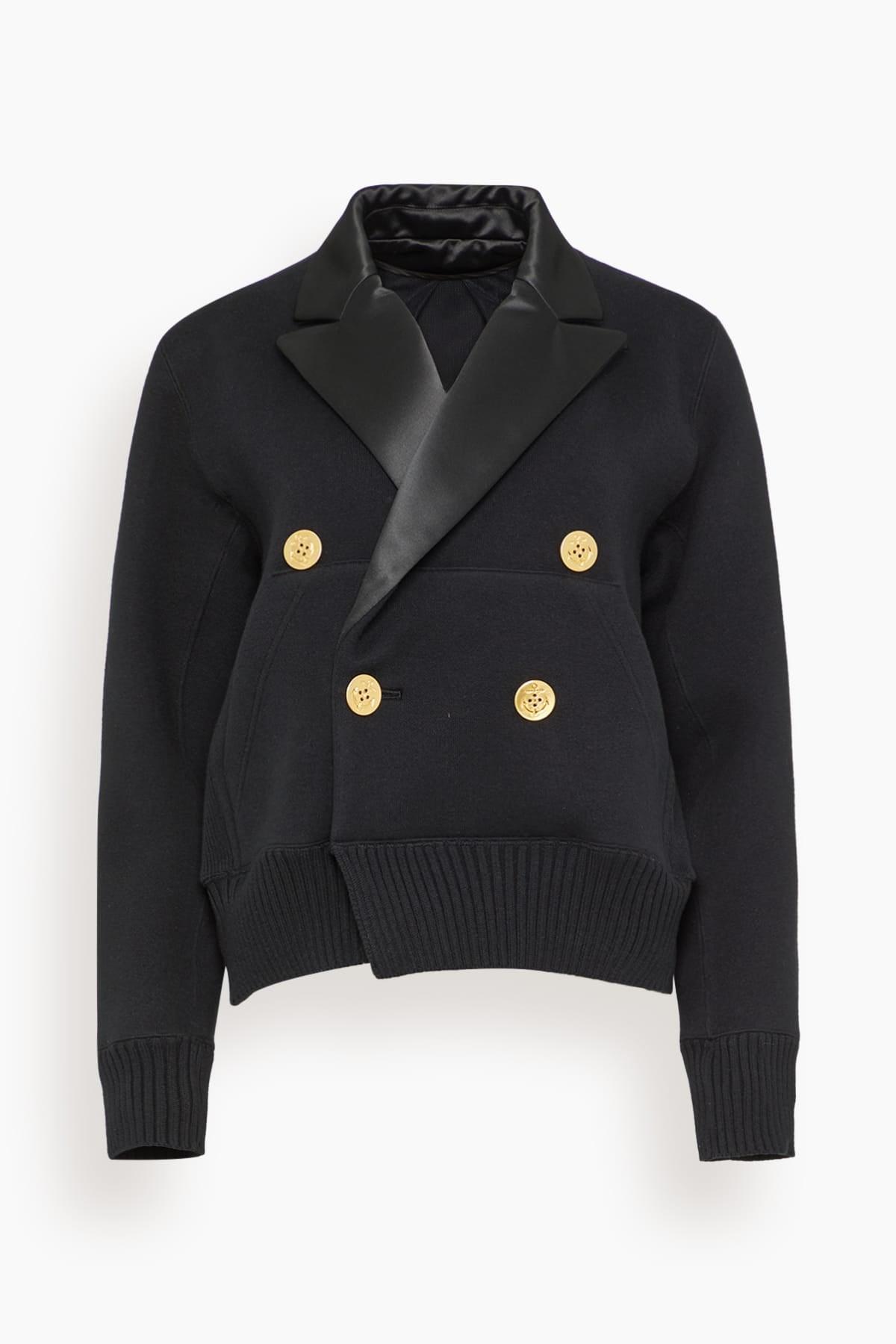 Cotton Cashmere Knit Jacket in Black by SACAI