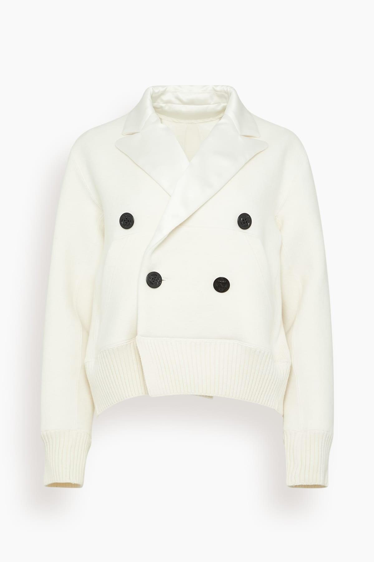 Cotton Cashmere Knit Jacket in Off White by SACAI