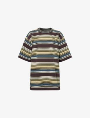 Horizontal-Stripe Crewneck Cotton-Jersey T-Shirt by SACAI