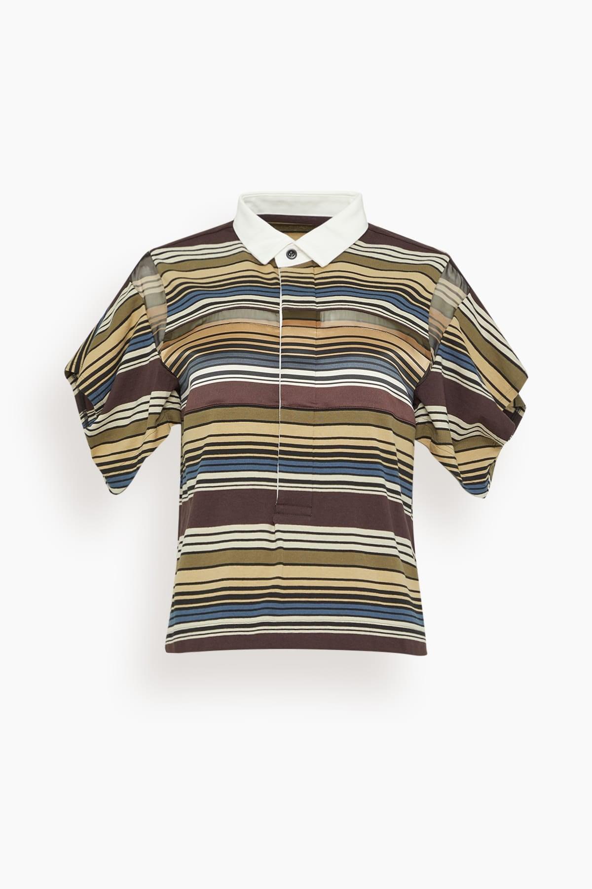 Horizontal Stripe T-Shirt in Brown/Beige by SACAI