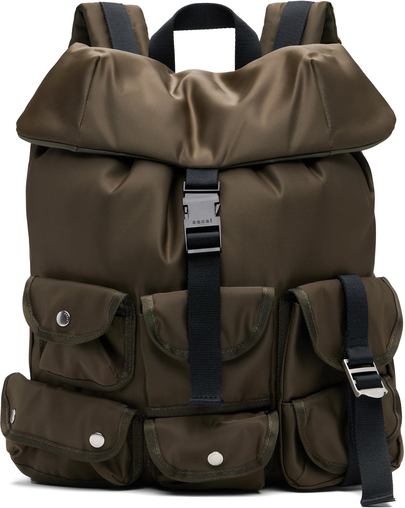 Khaki Nylon Backpack by SACAI